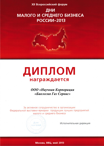 Диплом Форума ДМиСБР-2013